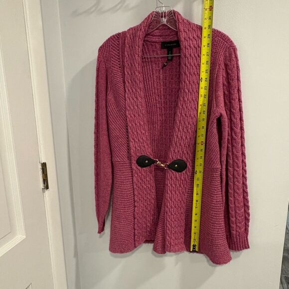 Halston Heritage Pink Cable Knit Cardigan - Picture 2 of 11